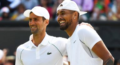 Bromance brewing! Novak Djokovic blows a kiss to Nick Kyrgios during battle vs Taylor Fritz