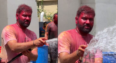 Watch: No feud! Rohit Sharma enjoys Holi celebrations with Mumbai Indians teammates