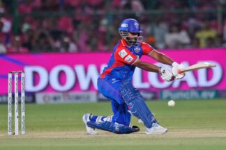 Feeling the pinch: DC skipper Rishabh Pant smashes the bat after failing to take the team past finish line