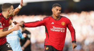 Watch: Marcus Rashfords spectacular goal hands Erik Ten Hags side the lead in Manchester Derby