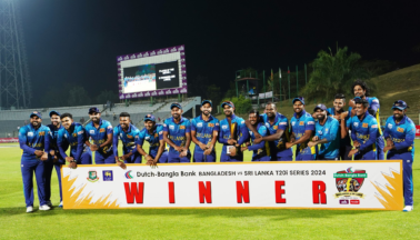 Sri Lanka players mock Bangladesh with timed-out celebration after series win