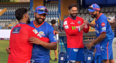 Hitman meets Spiderman! Watch Rishabh Pant embrace Rohit Sharma before the MI vs DC match