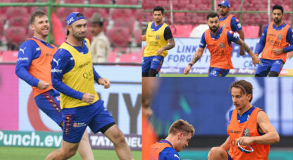 Virat Kohli, Glenn Maxwell & other RCB players play football in warm-up ahead of their clash vs RR