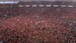 It's bleeding red! Bayer Laverkusen fans throng pitch as team wins maiden Bundesliga title