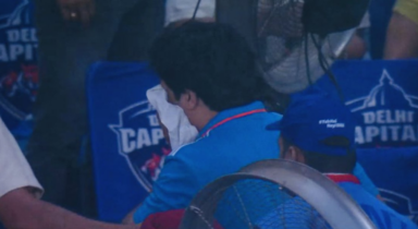 Tim Davids massive six in DC vs MI hits fan on the head