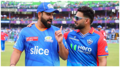 Watch: Rohit Sharma, Rishabh Pant play with Kite that halts play during DC vs MI