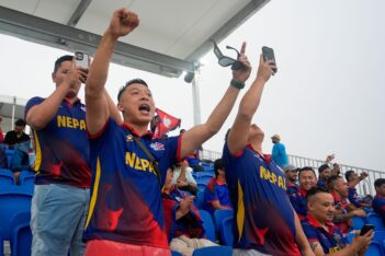 Craziest fan ever! Nepal supporter dives into pool at stadium to celebrate wicket during NEP vs BAN