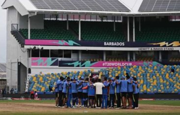India cricket team assembles in empty Barabados stadium for one final huddle