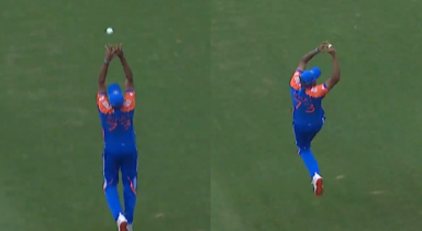 Watch Mohammed Siraj take Catch of the Tournament to dispatch Nitish Kumar in IND vs USA clash