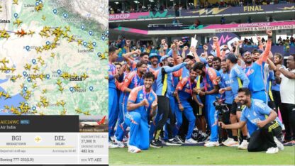 Air India flight AIC24WC carrying Indian Cricket Team becomes most tracked
