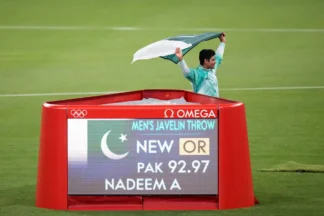 92.97m: Arshad Nadeem shatters Olympic javelin record to end Pakistans 30 years drought