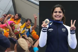 WATCH: Manu Bhaker receives heros welcome after landing in India following Paris Olympics heroics
