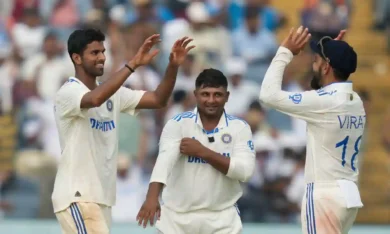 Washington Sundar sends New Zealand spinning into misery with maiden 10-wicket haul in Pune