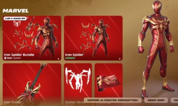 Fortnite Item Shop Today January 22: Iron Spider Bundle, And More