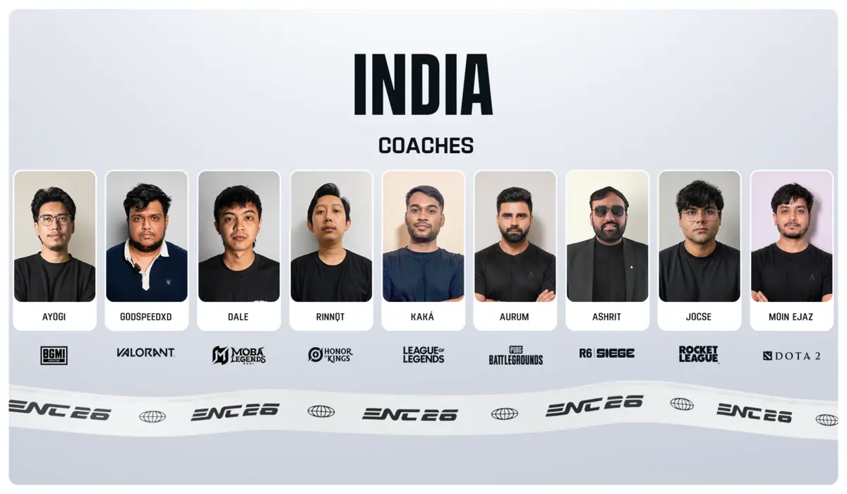 Esports Nations Cup 2026: India Coaches for 