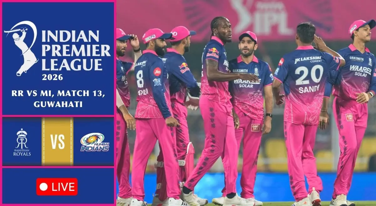 RR vs MI Live Score, IPL 2026: Rain stops for now, toss delayed in Guwahati