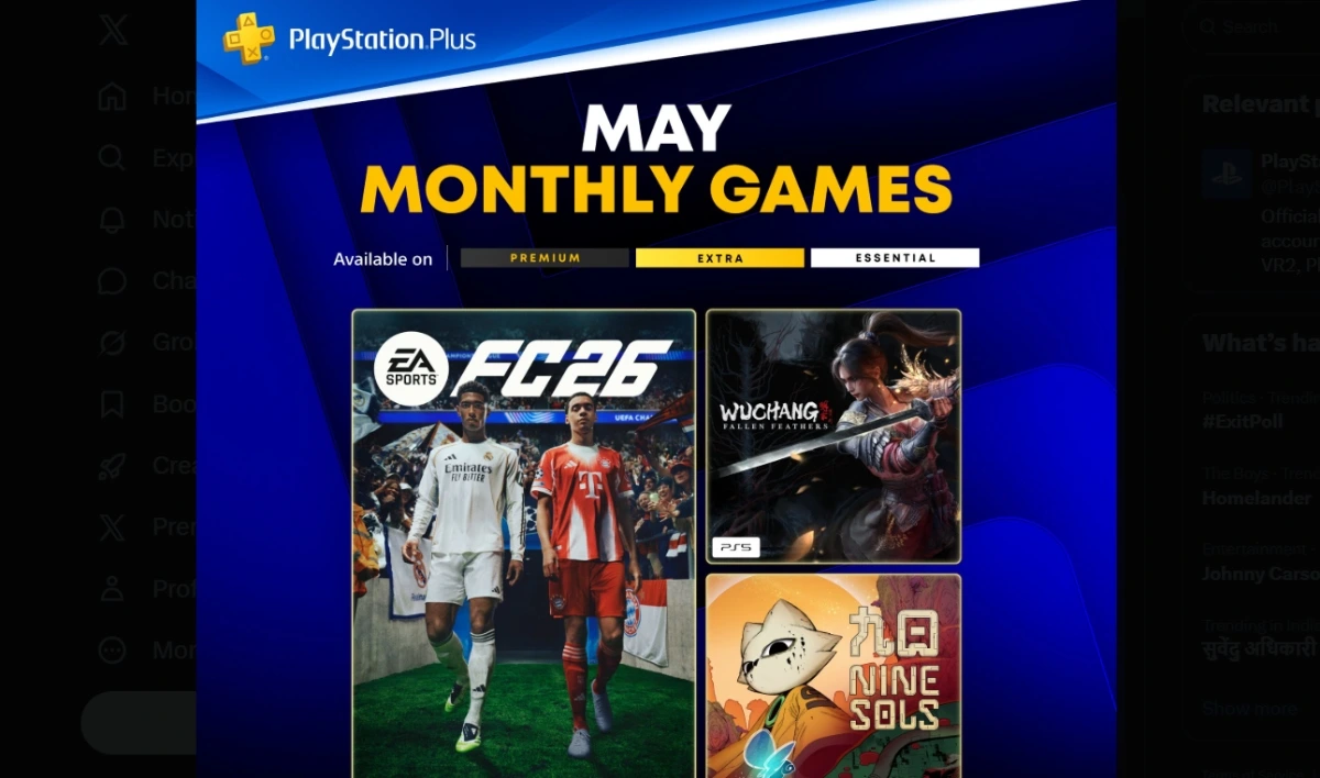 PlayStation Plus May 2026 Free Games: EA Sports FC 26, Wuchang, and Nine Sols