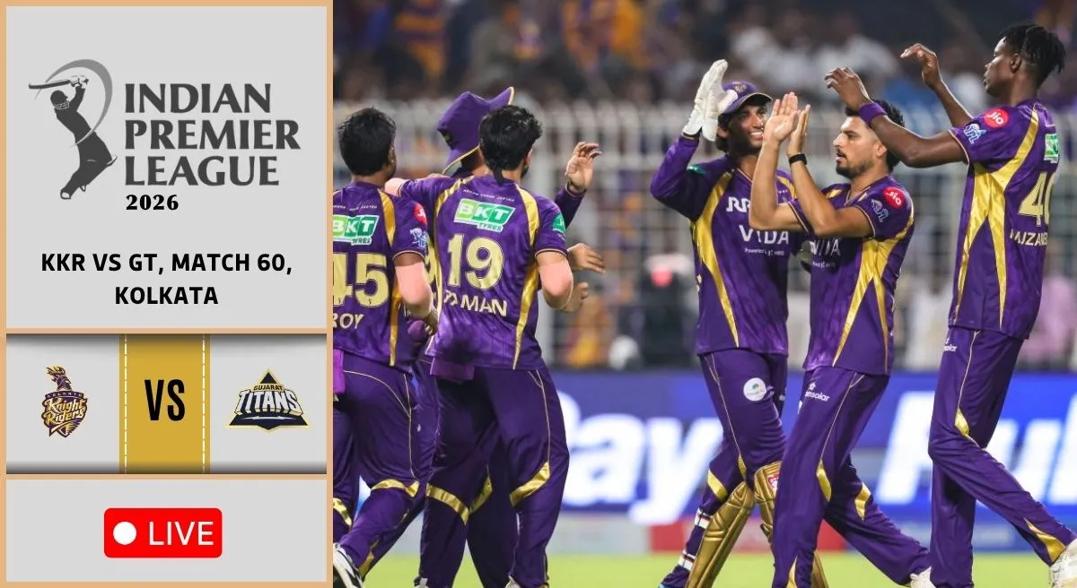KKR vs GT Live Score, IPL 2026: Gujarat eye playoff berth, Kolkata aim to keep hopes alive